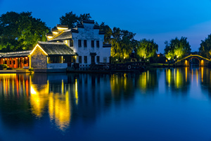 paisaje nocturno de la Aldea Antigua de Daxu