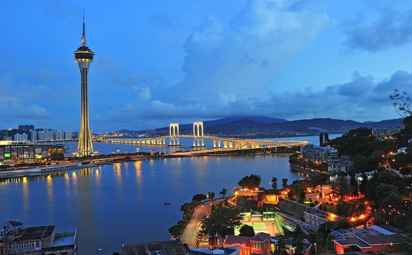 paisaje nocturno de la Torre de Macao