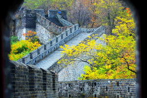 paisaje de otoño de la Gran Muralla de Hushan