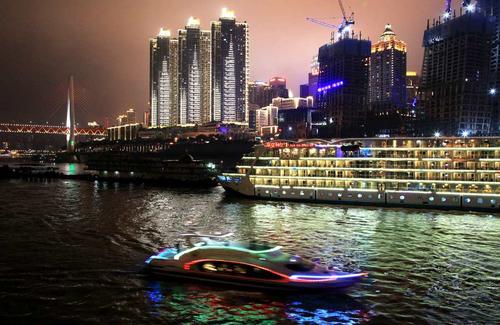 Night Scene of Chaotian Gate Plaza, chaotianmen Dock