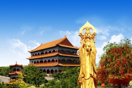 Bronze Guanyin Statue，Lotus Mountain