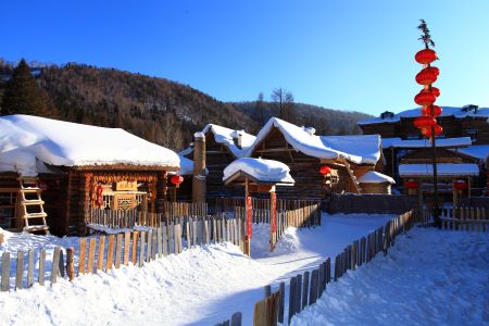 Snow-covered Village, China Snow Town