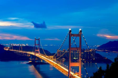 Night Scene of the Bridge，Tsing Ma Bridge