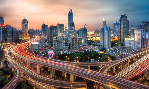 Paesaggio notturno di Shanghai