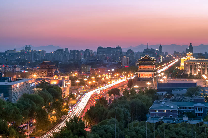 Quartiere Qianmen di notte